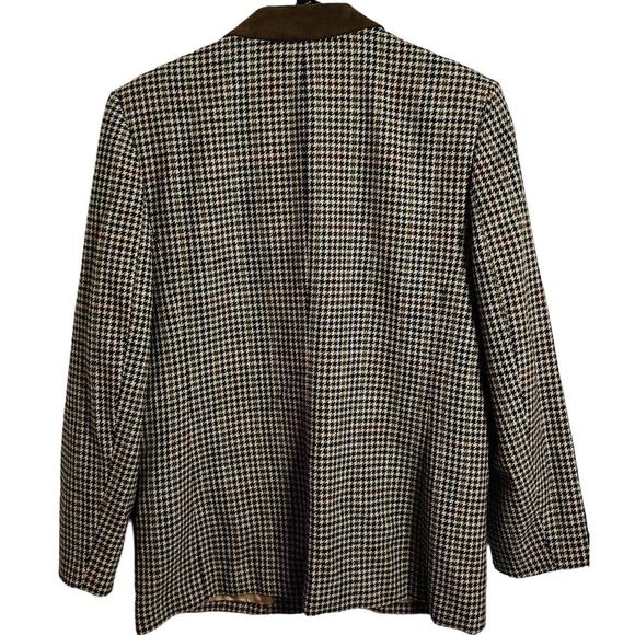 VTG Pendelton Womens Blazer Brown Sz 12 100% Virgin Wool Houndstooth Jacket EUC - Picture 2 of 5
